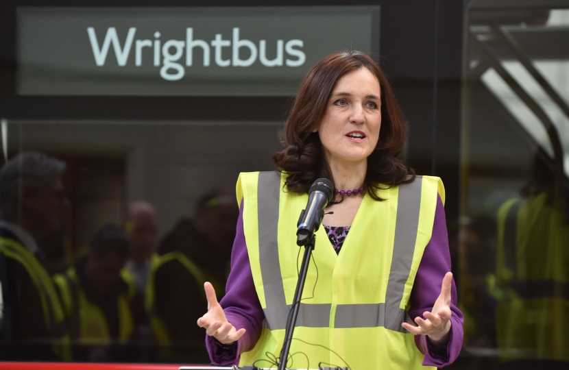 Theresa Villiers visiting bus factory