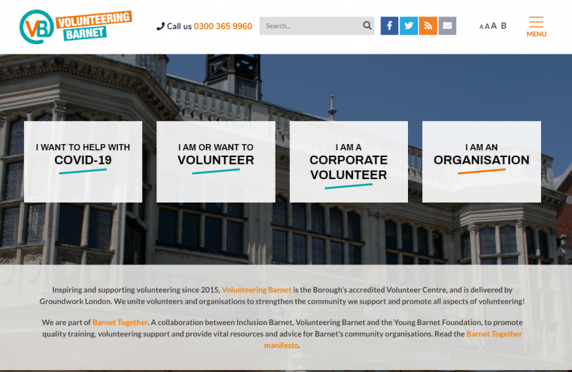 Volunteering Barnet website