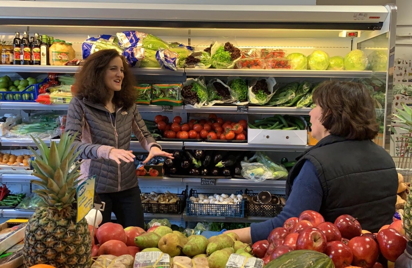 Theresa Villiers visits small local grocery store in New Barnet