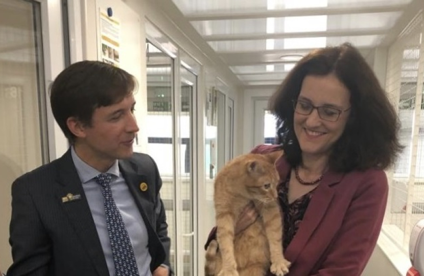 Theresa Villiers 2019 visit to Cats Protection in Mitcham