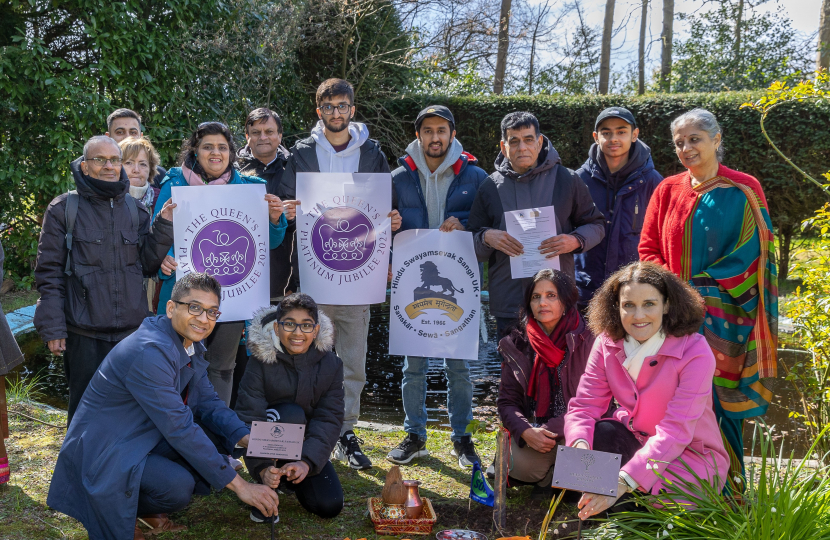 Theresa Villiers MP planting trees for the Queen's Green Canopy with HSS UK