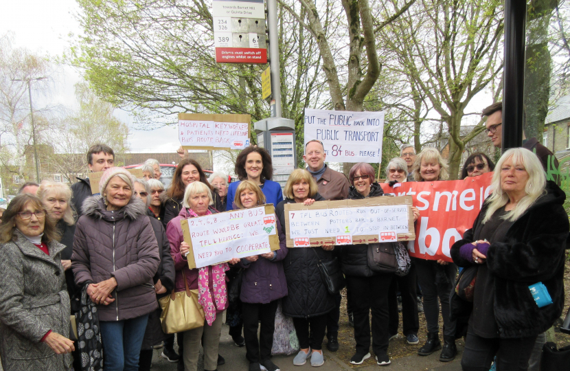 Protest about the loss of the 84 bus route to Potters Bar from Barnet