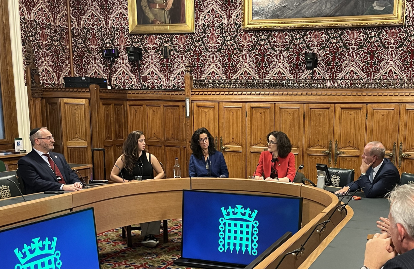 Adi Efrat, survivor of 7th October Hamas terror attack meets MPs Theresa Villiers and Mike Freer