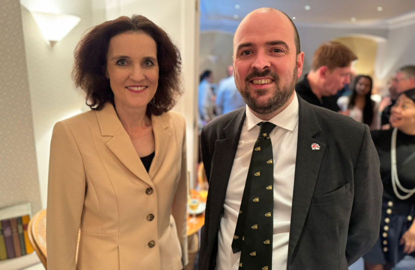 Theresa Villiers welcomes Richard Holden MP, Conservative Party Chairman, to north London