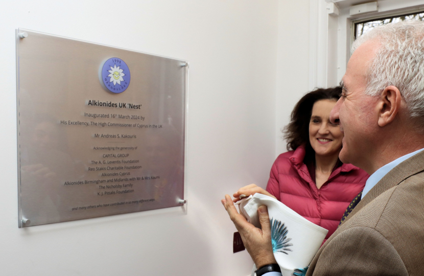 Theresa Villiers attends opening ceremony for new Nest for Alkionides UK