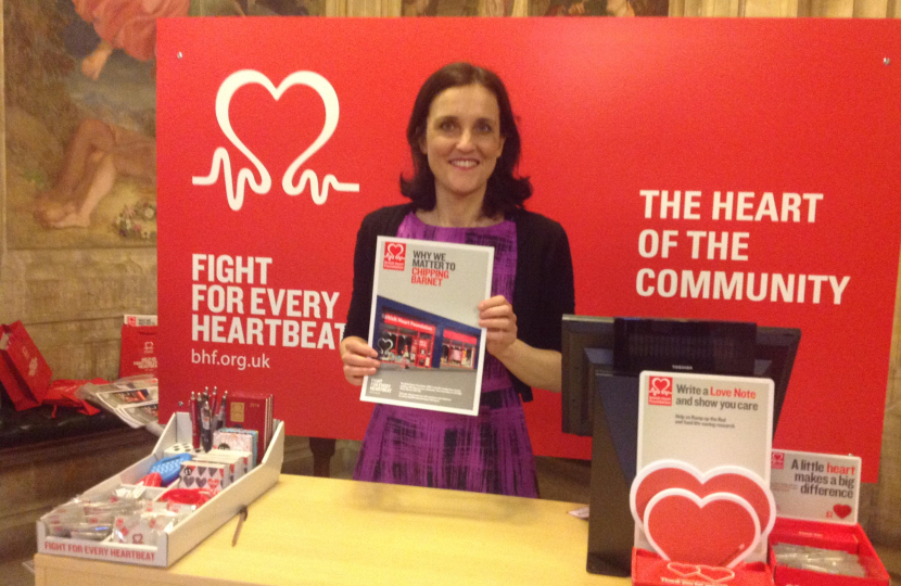 Theresa at the British Heart Foundation stall