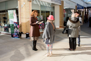 Theresa Villiers MP carries out a street surgery in The Spires shopping centre