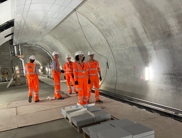 Theresa Villiers MP visiting tube upgrade site at Bank station