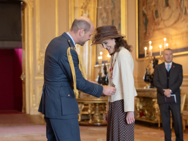 Theresa Villiers attend investiture to receive a Damehood from Prince William